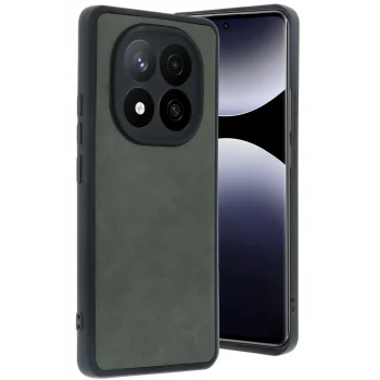Mey İthalat®   Redmi Note 14 Pro 4G Kılıf Aras Deri Kapak - Koyu Yeşil