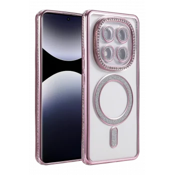 Mey İthalat®   Redmi Note 14 Pro 5G Joke Simli Magneticsafe Kılıf - Pembe