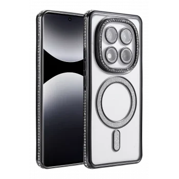 Mey İthalat®   Redmi Note 14 Pro 5G Joke Simli Magneticsafe Kılıf - Siyah