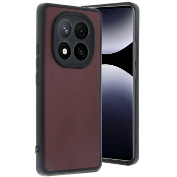 Mey İthalat®   Redmi Note 14 Pro 5G Kılıf Aras Deri Kapak - Bordo
