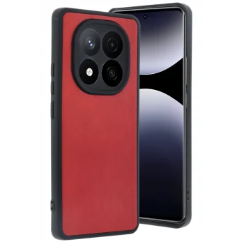 Mey İthalat®   Redmi Note 14 Pro 5G Kılıf Aras Deri Kapak - Kırmızı