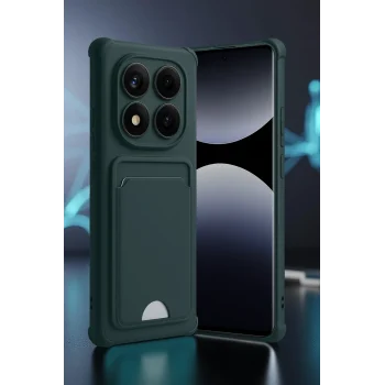 Mey İthalat®   Redmi Note 14 Pro Plus Kelvin Kartvizitli Silikon - Koyu Yeşil