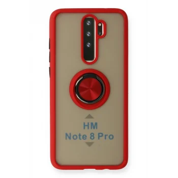 Mey İthalat®   Redmi Note 8 Pro Kılıf Montreal Yüzüklü Silikon Kapak - Kırmızı