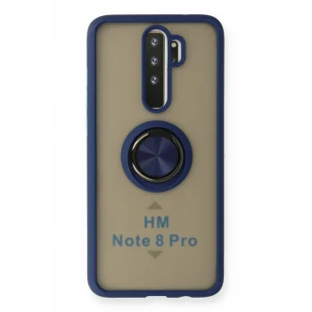 Mey İthalat®   Redmi Note 8 Pro Kılıf Montreal Yüzüklü Silikon Kapak - Lacivert