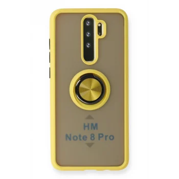 Mey İthalat®   Redmi Note 8 Pro Kılıf Montreal Yüzüklü Silikon Kapak - Sarı