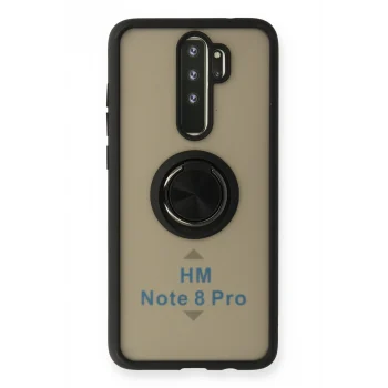 Mey İthalat®   Redmi Note 8 Pro Kılıf Montreal Yüzüklü Silikon Kapak - Siyah