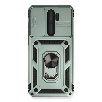 Mey İthalat®   Redmi Note 8 Pro Kılıf Pars Lens Yüzüklü Silikon - Yeşil