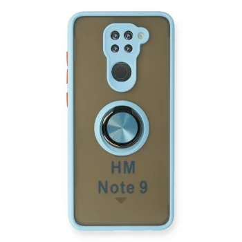 Mey İthalat®   Redmi Note 9 Kılıf Montreal Yüzüklü Silikon Kapak - Buz Mavi
