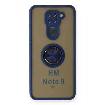 Mey İthalat®   Redmi Note 9 Kılıf Montreal Yüzüklü Silikon Kapak - Lacivert