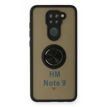 Mey İthalat®   Redmi Note 9 Kılıf Montreal Yüzüklü Silikon Kapak - Siyah