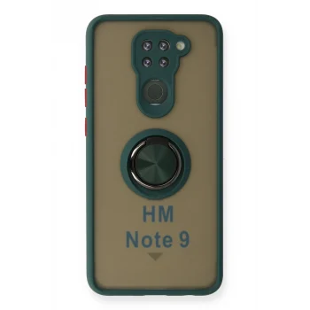 Mey İthalat®   Redmi Note 9 Kılıf Montreal Yüzüklü Silikon Kapak - Yeşil