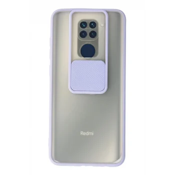 Mey İthalat®   Redmi Note 9 Kılıf Palm Buzlu Kamera Sürgülü Silikon - Lila