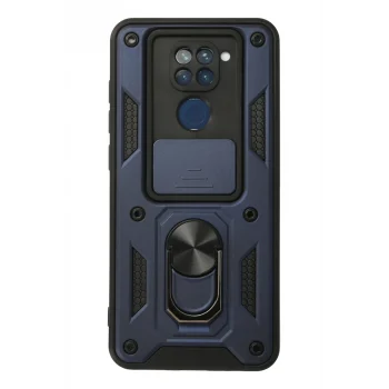 Mey İthalat®   Redmi Note 9 Kılıf Pars Lens Yüzüklü Silikon - Lacivert