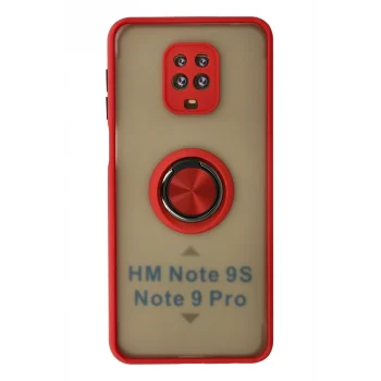 Mey İthalat®   Redmi Note 9 Pro Kılıf Montreal Yüzüklü Silikon Kapak - Kırmızı