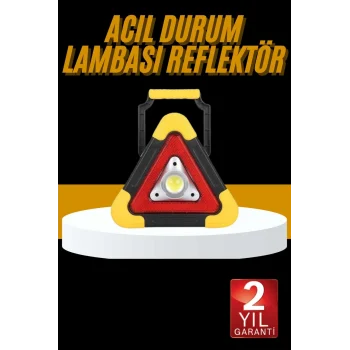 Mey İthalat® Reflektör Işıklı Ikaz Lambası Şarjlı Çok Fonksiyonlu Işıklı Üçgen Reflektör