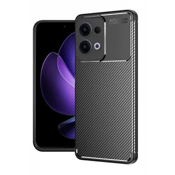 Mey İthalat®   Reno 13 Pro Kılıf Auto Focus Karbon Kapak - Siyah