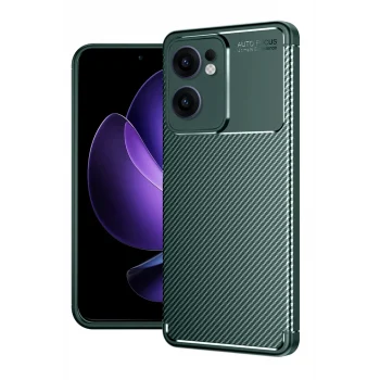 Mey İthalat®   Reno 13F Kılıf Auto Focus Karbon Kapak - Koyu Yeşil