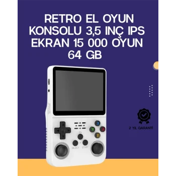 Mey İthalat® Retro El Konsolu 64 GB – 15.000 Oyun, Geniş Platform Desteği, 3.5” IPS Ekran