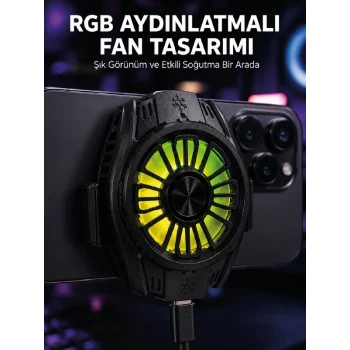 Mey İthalat® RGB Fan Aydınlatmalı Sessiz Çalışan Telefon Soğutucu