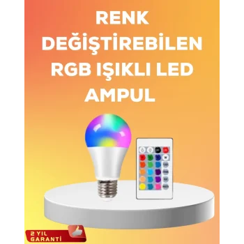 Mey İthalat® RGB Uzaktan Kumandalı LED Ampul 16 Renk A Kalite 2025 Model Orijinal