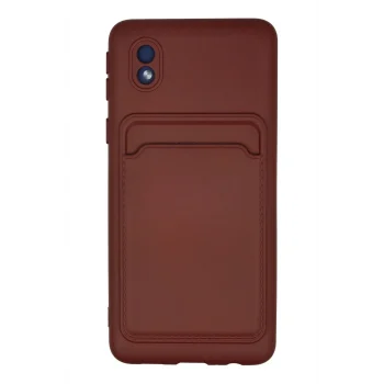 Mey İthalat®  Samsung Galaxy A01 Core Kılıf Kelvin Kartvizitli Silikon - Bordo