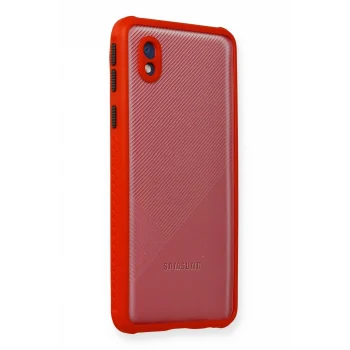 Mey İthalat®  Samsung Galaxy A01 Core Kılıf Miami Şeffaf Silikon - Kırmızı