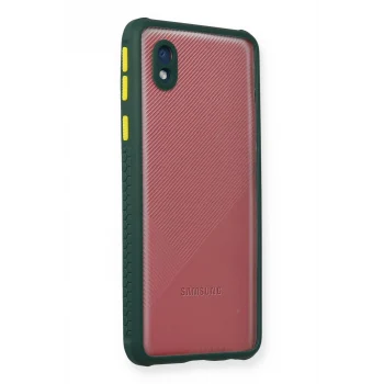 Mey İthalat®  Samsung Galaxy A01 Core Kılıf Miami Şeffaf Silikon - Koyu Yeşil