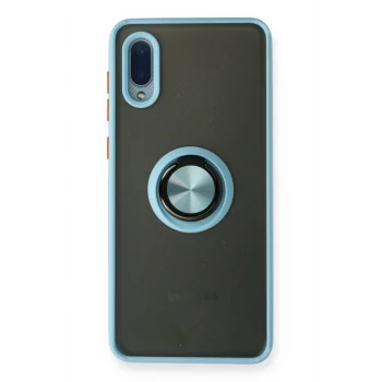 Mey İthalat®  Samsung Galaxy A02 Kılıf Montreal Yüzüklü Silikon Kapak - Buz Mavi