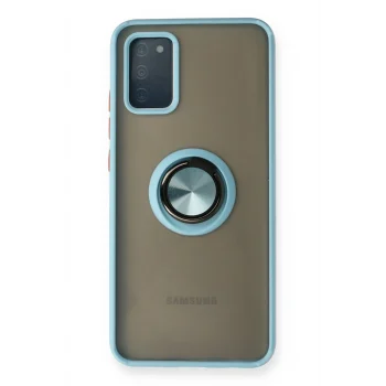 Mey İthalat®  Samsung Galaxy A02S Kılıf Montreal Yüzüklü Silikon Kapak - Buz Mavi