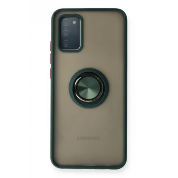 Mey İthalat®  Samsung Galaxy A02S Kılıf Montreal Yüzüklü Silikon Kapak - Yeşil