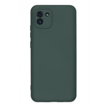 Mey İthalat®  Samsung Galaxy A03 Kılıf Nano içi Kadife Silikon - Koyu Yeşil