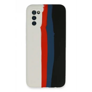 Mey İthalat®  Samsung Galaxy A03S Kılıf Ebruli Lansman Silikon - Beyaz-Siyah