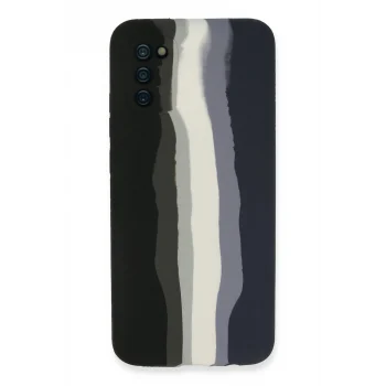 Mey İthalat®  Samsung Galaxy A03S Kılıf Ebruli Lansman Silikon - Siyah-Lacivert