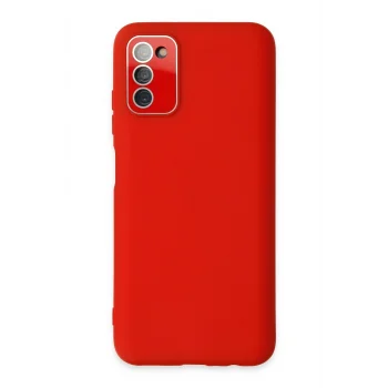 Mey İthalat®  Samsung Galaxy A03S Kılıf Lansman Glass Kapak - Kırmızı