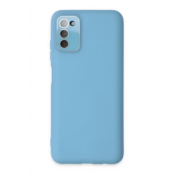 Mey İthalat®  Samsung Galaxy A03S Kılıf Lansman Glass Kapak - Mavi