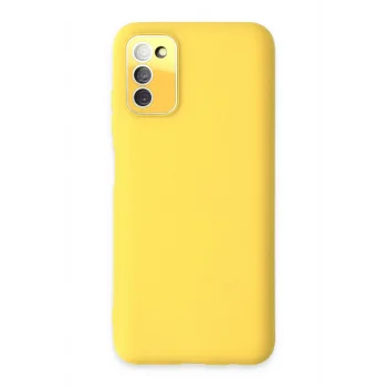 Mey İthalat®  Samsung Galaxy A03S Kılıf Lansman Glass Kapak - Sarı