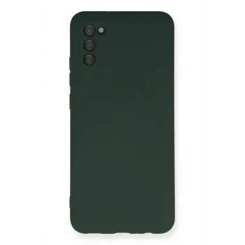 Mey İthalat®  Samsung Galaxy A03S Kılıf Nano içi Kadife Silikon - Koyu Yeşil