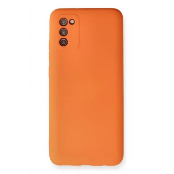 Mey İthalat®  Samsung Galaxy A03S Kılıf Nano içi Kadife Silikon - Turuncu