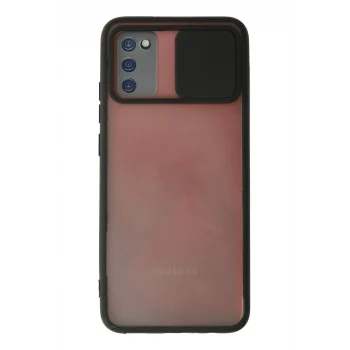 Mey İthalat®  Samsung Galaxy A03S Kılıf Palm Buzlu Kamera Sürgülü Silikon - Siyah