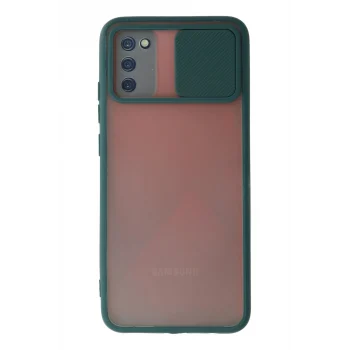 Mey İthalat®  Samsung Galaxy A03S Kılıf Palm Buzlu Kamera Sürgülü Silikon - Yeşil