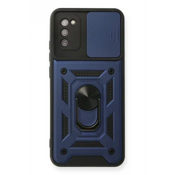 Mey İthalat®  Samsung Galaxy A03S Kılıf Pars Lens Yüzüklü Silikon - Lacivert