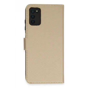 Mey İthalat®  Samsung Galaxy A03S Kılıf Trend S Plus Kapaklı Kılıf - Gold