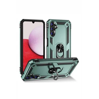 Mey İthalat®  Samsung Galaxy A04S Kılıf Sofya Yüzüklü Silikon Kapak - Yeşil