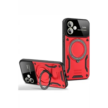 Mey İthalat®  Samsung Galaxy A05 Kılıf Joy Lens Standlı Kapak - Kırmızı