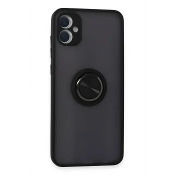Mey İthalat®  Samsung Galaxy A05 Kılıf Montreal Yüzüklü Silikon Kapak - Siyah