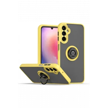 Mey İthalat®  Samsung Galaxy A05S Kılıf Montreal Yüzüklü Silikon Kapak - Sarı