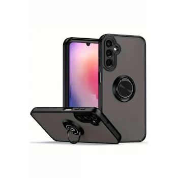 Mey İthalat®  Samsung Galaxy A05S Kılıf Montreal Yüzüklü Silikon Kapak - Siyah