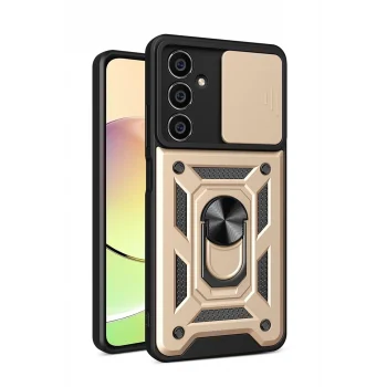 Mey İthalat®  Samsung Galaxy A05S Kılıf Pars Lens Yüzüklü Silikon - Gold