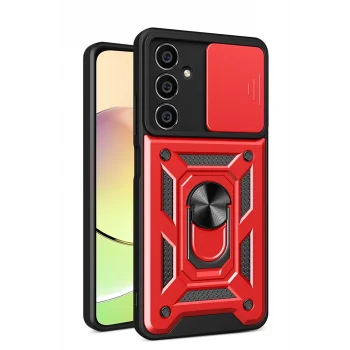 Mey İthalat®  Samsung Galaxy A05S Kılıf Pars Lens Yüzüklü Silikon - Kırmızı