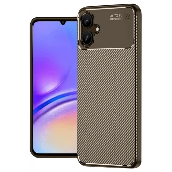 Mey İthalat®  Samsung Galaxy A06 Kılıf Auto Focus Karbon Kapak - Kahverengi